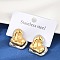 304 Stainless Steel Stud Earrings, Golden & Stainless Steel Color, Heart, 21.5x24.5mm