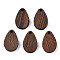 Natural Wenge Wood Pendants, Undyed, Teardrop Charms, Coconut Brown, 21.5x14x3.5mm, Hole: 2mm