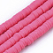 Handmade Polymer Clay Beads Strands, for DIY Jewelry Crafts Supplies, Heishi Beads, Disc/Flat Round, Cerise, 6x0.5~1mm, Hole: 1.8mm, about 320~447pcs/strand, 15.75 inch~16.14 inch(40~41cm)