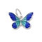925 Sterling Silver Enamel Butterfly Charms, with Jump Rings ang 925 Stamp, Platinum, Rhodium Plated, Dark Blue, 8.5x14x2mm, Hole: 4mm