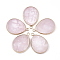 Natural Rose Quartz Pendants, with Brass Findings, teardrop, Golden, 30.5x21~22x3~3.5mm, Hole: 2mm