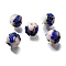Handmade Lampwork Beads, Round with Butterfly & Flower, Royal Blue, 14~16x13.5~14mm, Hole: 2.8mm