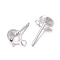 925 Sterling Silver Stud Earring Findings, For Half Drilled Beads, with 925 Stamp, Silver, 7x5mm, Hole: 1mm, Pin: 0.8mm