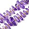 Natural Quartz Crystal Beads Strands, Faceted, Dyed, Nuggets Stick, with Seed Beads, Dark Violet, 11~25x3~9x4~10mm, Hole: 1~1.2mm, about 19~26pcs/strand, 7.09~7.48''(18~19cm)