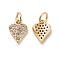 Rack Plating Brass Micro Pave Clear Cubic Zirconia Pendants, Long-Lasting Plated, Cadmium Free & Lead Free, with Jump Ring, Heart, Real 14K Gold Plated, 10.5x7.5x2mm, Hole: 3.5mm