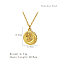 Stylish 304 Stainless Steel Sunbeam Pendant Necklace for Women's Daily Wear, Real 18K Gold Plated, Flat Round, 15.75 inch(40cm)