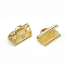 Brass Ribbon Crimp Ends, Cadmium Free & Nickel Free & Lead Free, Rectangle, Real 18K Gold Plated, 7x8mm, Hole: 1x3mm
