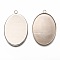 Non-Tarnish 304 Stainless Steel Pendant Cabochon Settings, Plain Edge Bezel Cups, Oval, Stainless Steel Color, Tray: 35x25mm, 39.5x26x1.5mm, Hole: 2.5mm