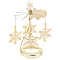 430 and 201 Stainless Steel Rotating Candlestick Tealight Candle Holder, with Iron Snowflake, for Wedding Christmas Party Decoration, Golden, 7.8x12cm