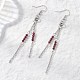 Круглые серьги-подвески из нержавеющей стали 304 с натуральным гранатом EJEW-JE06783-03-1