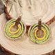 Плоские круглые серьги из сплава стеклянных бусин FS-WG07C70-04-1