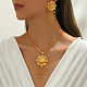 Комплекты серег и ожерелий с полыми цветами и кисточками из железа и стразов для женщин TF2219-3