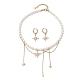 Комплекты из латунных подвесок-звездочек с микропаве из кубических цирконий и серег-колец SJEW-JS01318-3