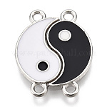 Соединители звеньев сплава эмали, Инь-Ян, черные и белые, платина, 22x10x1 мм, отверстие : 1.8 мм
