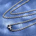 Устойчивое к потускнению классическое простое ожерелье из нержавеющей стали 304 для мужчин и женщин с цепочкой, с карабин-лобстерами , цвет нержавеющей стали, 17.7 дюйм (45 см), застежки: 7x10 мм