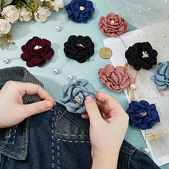 10 шт. броши из полиэстера с цветком 5 цветов&nbsp;JEWB-FH0002-46