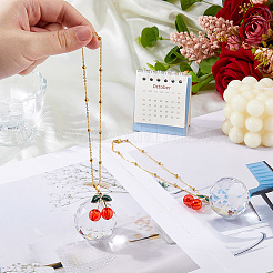 2 шт. стеклянная круглая подвеска в виде вишни и сплава&nbsp;HJEW-DC00105