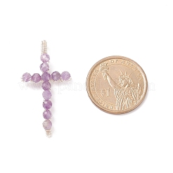 Подвески из натуральных аметистов с ограненными круглыми бусинами&nbsp;PALLOY-TA00002-02