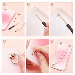 6 комплект из двухцветной пластиковой матовой цепочки в форме сердца с бусинами MOBA-PH0001-09