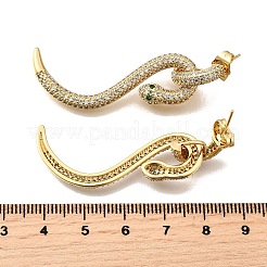 Серьги-гвоздики в форме змеи из латуни с кубическим цирконием для женщин EJEW-F367-01B-G
