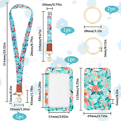 Наборы держателей для бейджей из ПВХ с цветочным узором AJEW-SC0002-26C