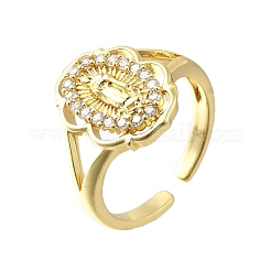 Манжеты из латуни с микро паве кубический цирконий для женщин RJEW-F181-07G