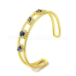 Открытый браслет-манжета с квадратным стеклом BJEW-A136-01G-01