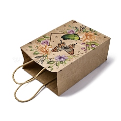 Бумажные пакеты из крафт-бумаги с узором «цветок-бабочка» CARB-F012-03C