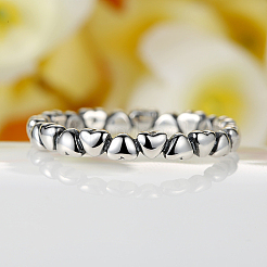 Кольца в форме сердца с 925 маркой&nbsp;RJEW-FF0003-01-18mm