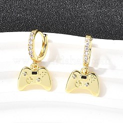 Латунные микро проложить серьги обруча кубического циркония EJEW-P322-14G