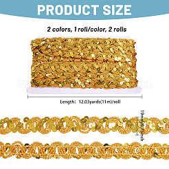 2 рулон двухцветной полиэстеровой ленты с бахромой и пайетками&nbsp;OCOR-GL0001-34