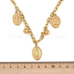 Овальные подвески из нержавеющей стали 304 с крестом для женщин NJEW-A050-01G