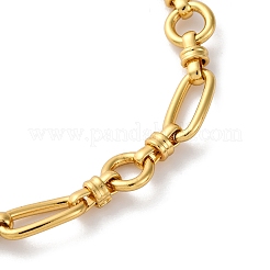 Женские ожерелья из овальной и кольцевой цепи из нержавеющей стали 304 с ионным покрытием (IP)&nbsp;LS-NJEW-D056-02G