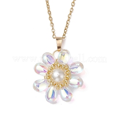 Стеклянные и стеклянные жемчужные бусины подвески ожерелья для женщин&nbsp;NJEW-MZ00106-05