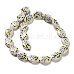 Фарфоровые бусины ручной работы с цветочным принтом LAMP-D303-06E-02