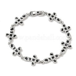 Браслеты-цепочки с латунной эмалью и микропаве из прозрачных кубических цирконий для женщин BJEW-G764-02P