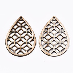 Необработанные полые деревянные большие подвески WOOD-N006-101