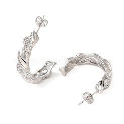 Женские серьги-гвоздики из латуни с микропаве и прозрачным кубическим цирконием EJEW-A040-12P