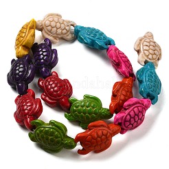 Окрашенные синтетические бирюзовые бусы нити G-G024-01