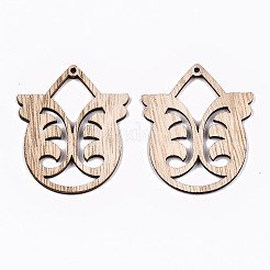 Необработанные полые деревянные большие подвески WOOD-N006-127