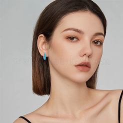 4 пара двухцветных массивных серег-колец Huggie Hoop из нержавеющей стали 304 с эмалью для женщин EJEW-DC0001-37