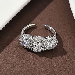 Латунные микро проложить манжеты кольца кубического циркония RJEW-H256-02P-02