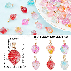 48шт 6 цвета двухцветные прозрачные стеклянные подвески&nbsp;GLAA-NB0001-38