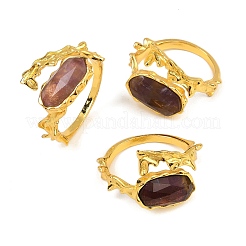 Открытые кольца-манжеты с овальным натуральным аметистом RJEW-K286-07G