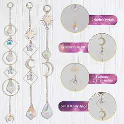 3 шт. 3 стиля гальванизированного стекла подвесные солнечные ловцы HJEW-CA0001-63