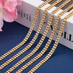 Золотые железные цепочки со стразами и стразами&nbsp;CH-WH0009-04G-02