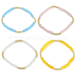 Женские браслеты из круглых бусин из латуни и стекла BJEW-F515-04G