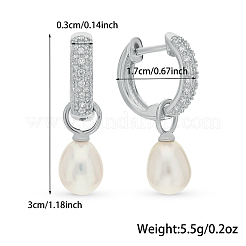 Серьги-кольца из стерлингового серебра 925 пробы с родиевым покрытием и микропаве циркония SI6372-1