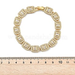 Латунные прямоугольные звенья с микропаве из прозрачного кубического циркония для женщин BJEW-C100-01G