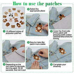 16 шт. полиэстеровые нашивки на одежду&nbsp;PATC-WH0022-55